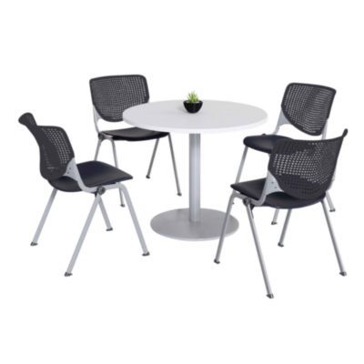 TABLE,WHT, 4 CHAIRS,BK